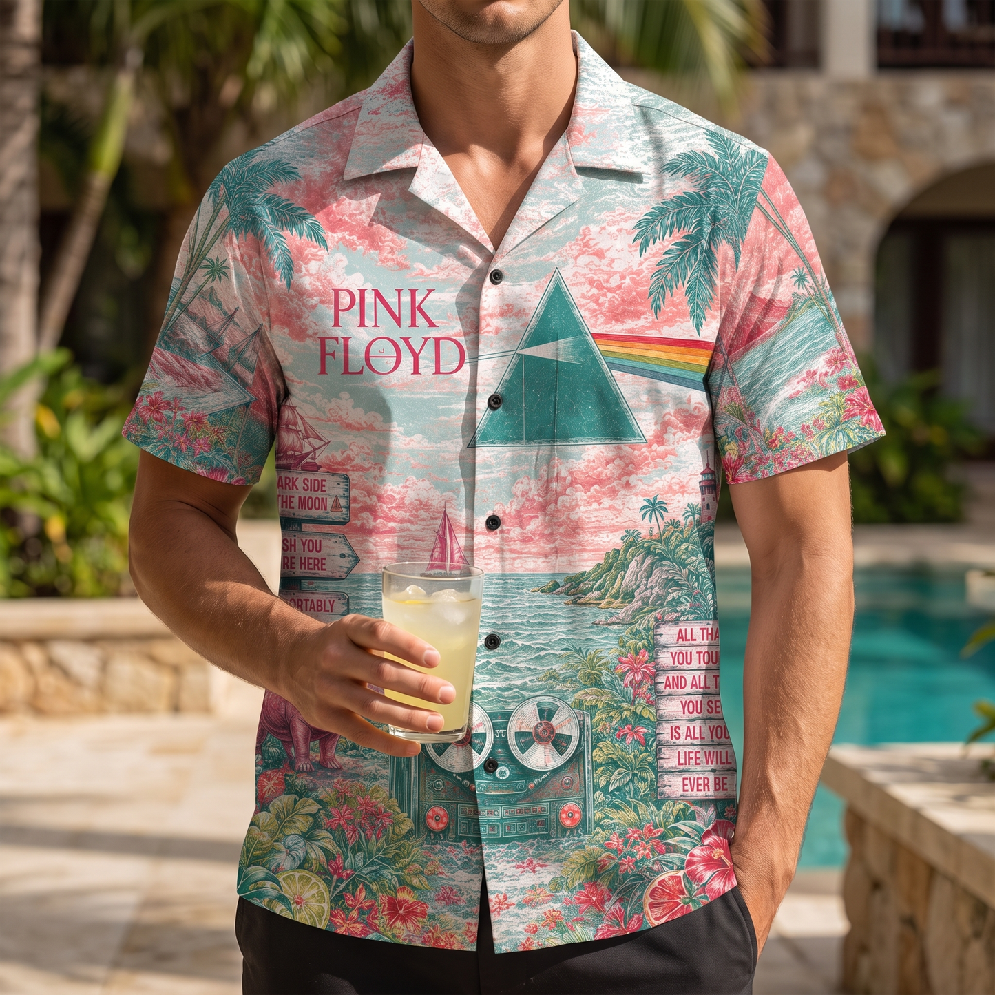Pink Floyd Prism Rainbow Toile Hawaiian Shirt – Unisex Progressive Rock Fan Gift QH