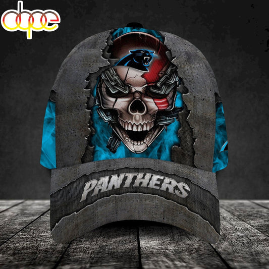 Custom Name Carolina Panthers NFL Skull Chain Baseball Classic Cap