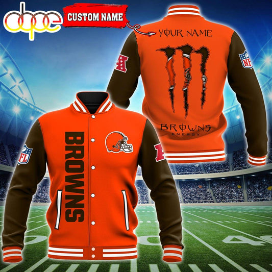Custom Name - Cleveland Browns Baseball Jacket For Fan