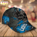 Custom Name Detroit Lions NFL Skull Baseball Cap