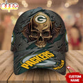 Custom Name Green Bay Packers NFL Skull Baseball Cap