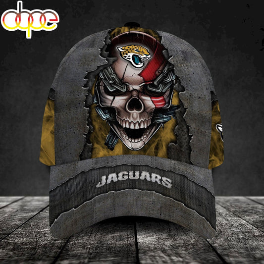 Custom Name Jacksonville Jaguars NFL Skull Chain Baseball Classic Cap