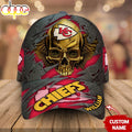 Custom Name Kansas City Chiefs NFL Skull Baseball Cap