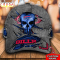 Custom Name NFL Buffalo Bills Skull All Over Print - Blue 3D Classic Cap