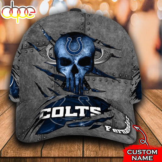 Custom Name NFL Indianapolis Colts The Punisher Skull All Over Print 3D Classic Cap