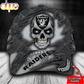 Custom Name NFL Las Vegas Raiders Skull Rivet Pattern All Over Print 3D Classic Cap