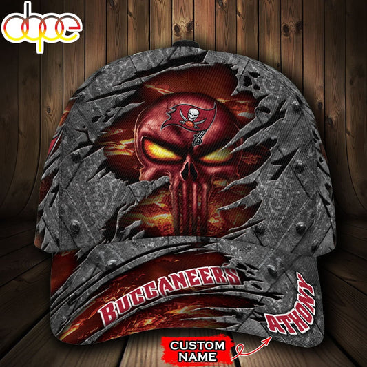 Custom Name NFL Tampa Bay Buccaneers The Punisher Skull All Over Print 3D Classic Cap