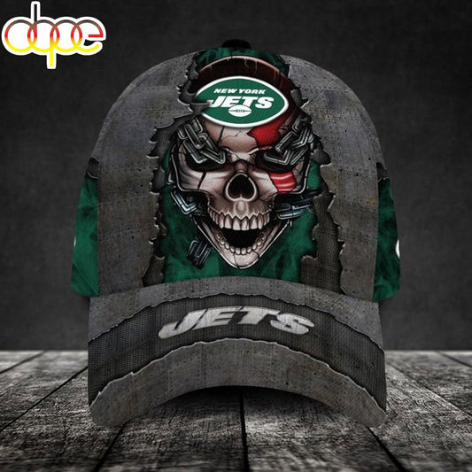 Custom Name New York Jets NFL Skull Chain Baseball Classic Cap