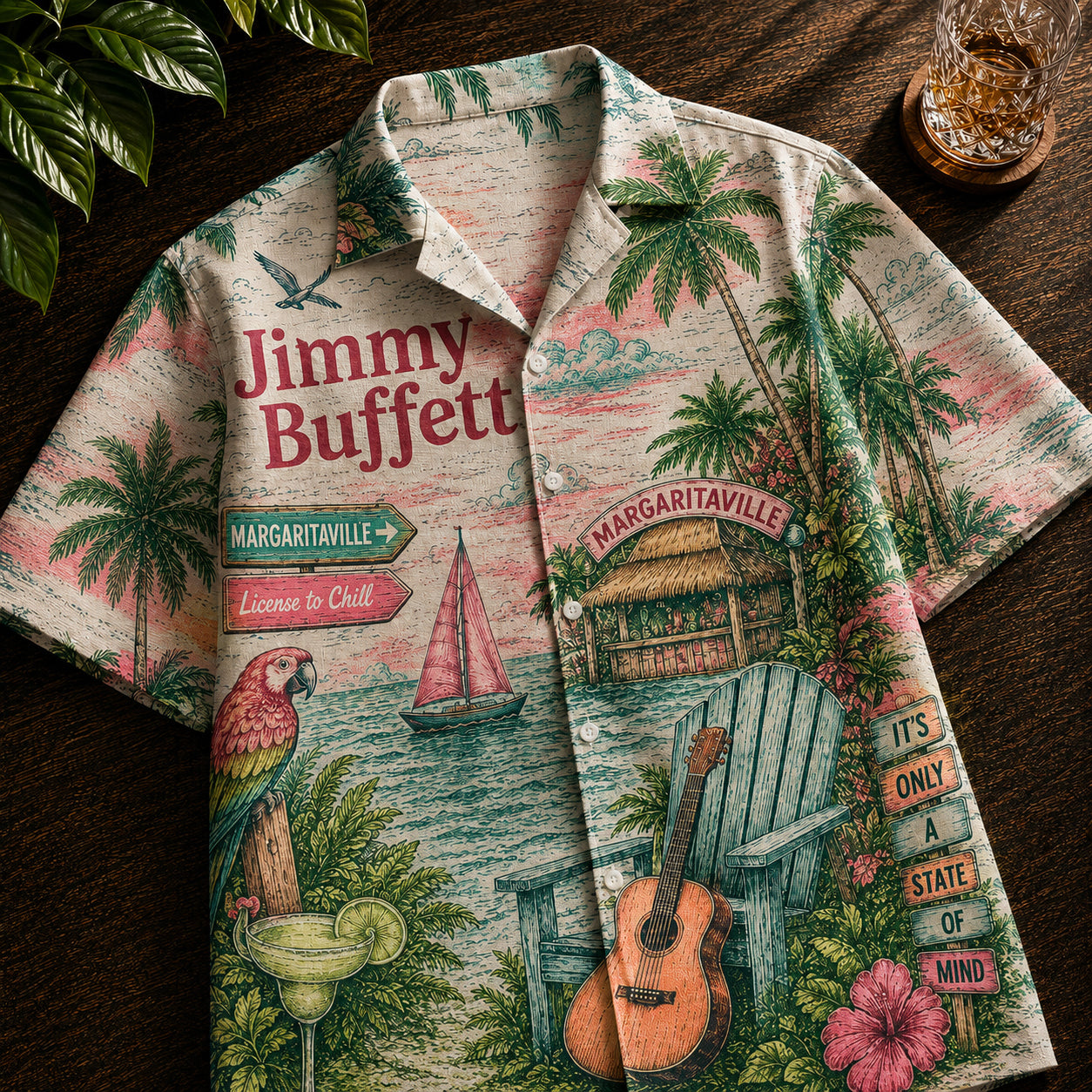 Jimmy Buffett License to Chill Hawaiian Shirt – Unisex Vintage Summer Button-Up QH
