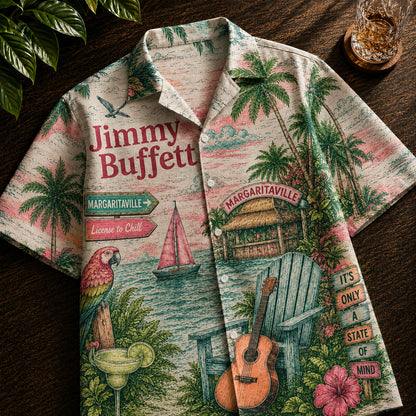 Jimmy Buffett License to Chill Hawaiian Shirt – Unisex Vintage Summer Button-Up QH
