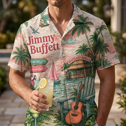 Jimmy Buffett License to Chill Hawaiian Shirt – Unisex Vintage Summer Button-Up QH