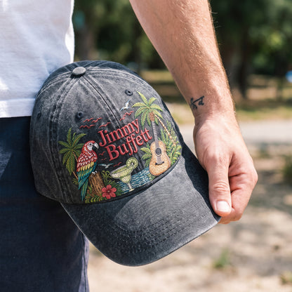 Jimmy Buffett Tropical Paradise Embroidered Denim Cap