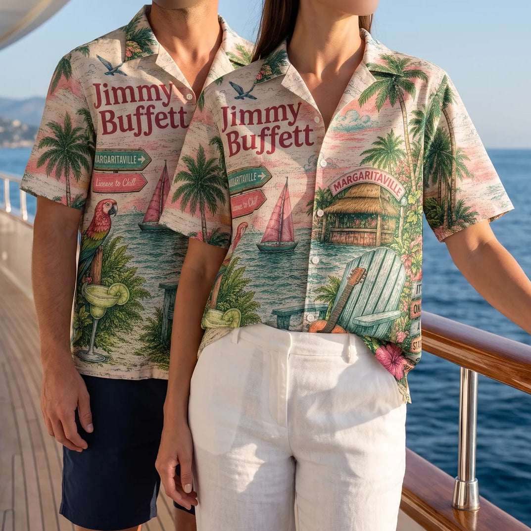 Jimmy Buffett License to Chill Hawaiian Shirt – Unisex Vintage Summer Button-Up QH
