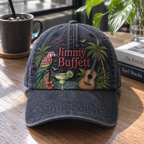 Jimmy Buffett Tropical Paradise Embroidered Denim Cap