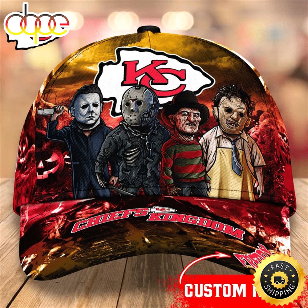 Kansas City Chiefs  Nfl Personalized Trending Cap Mixed Horror Movie Characters
