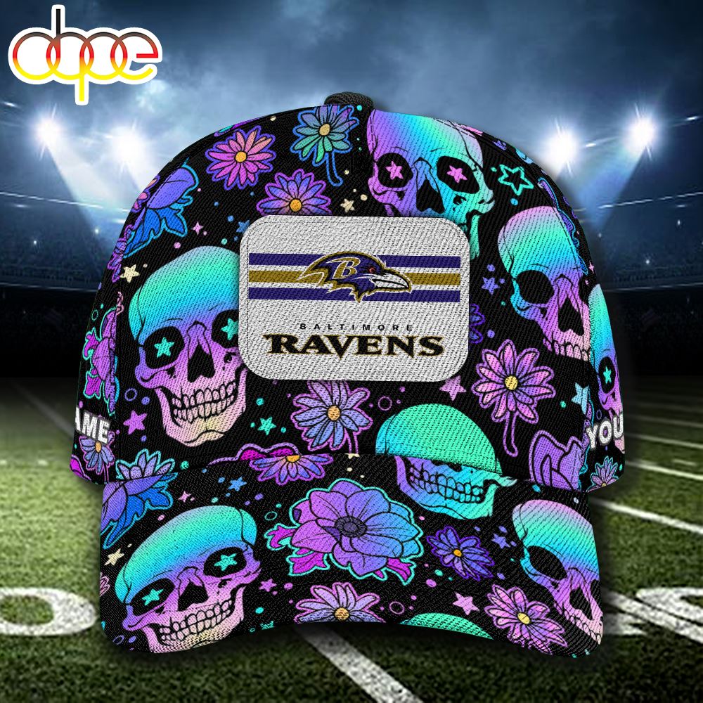 NFL Baltimore Ravens Custom Name Cap Skull