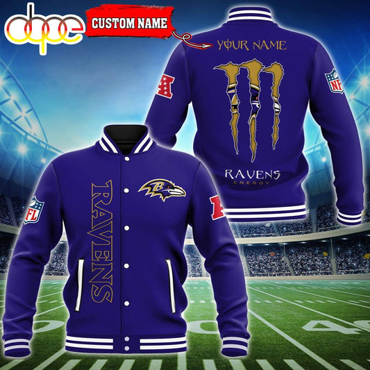 NFL Custom Name Baltimore Ravens Baseball Jacket