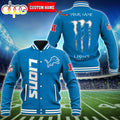 NFL Custom Name Detroit Lions Baseball Jacket