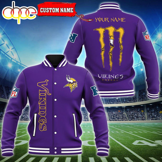 NFL Custom Name Minnesota Vikings Baseball Jacket