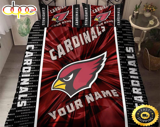 NFL Arizona Cardinals Custom Name Red Black Bedding Set
