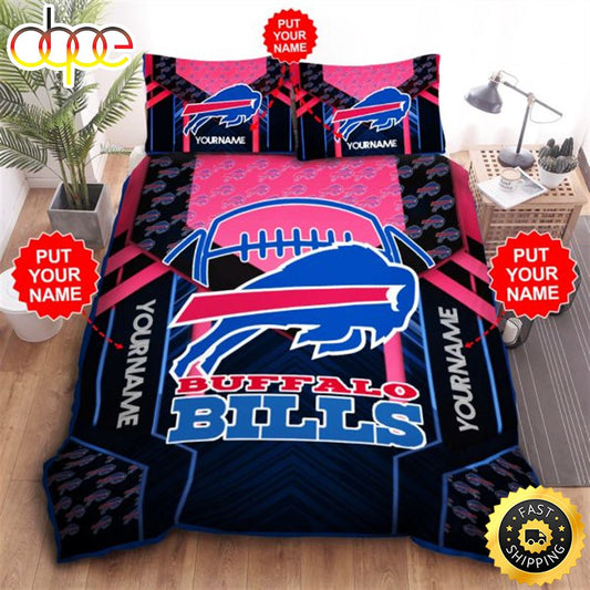 NFL Buffalo Bills Custom Name Black Red Bedding Set