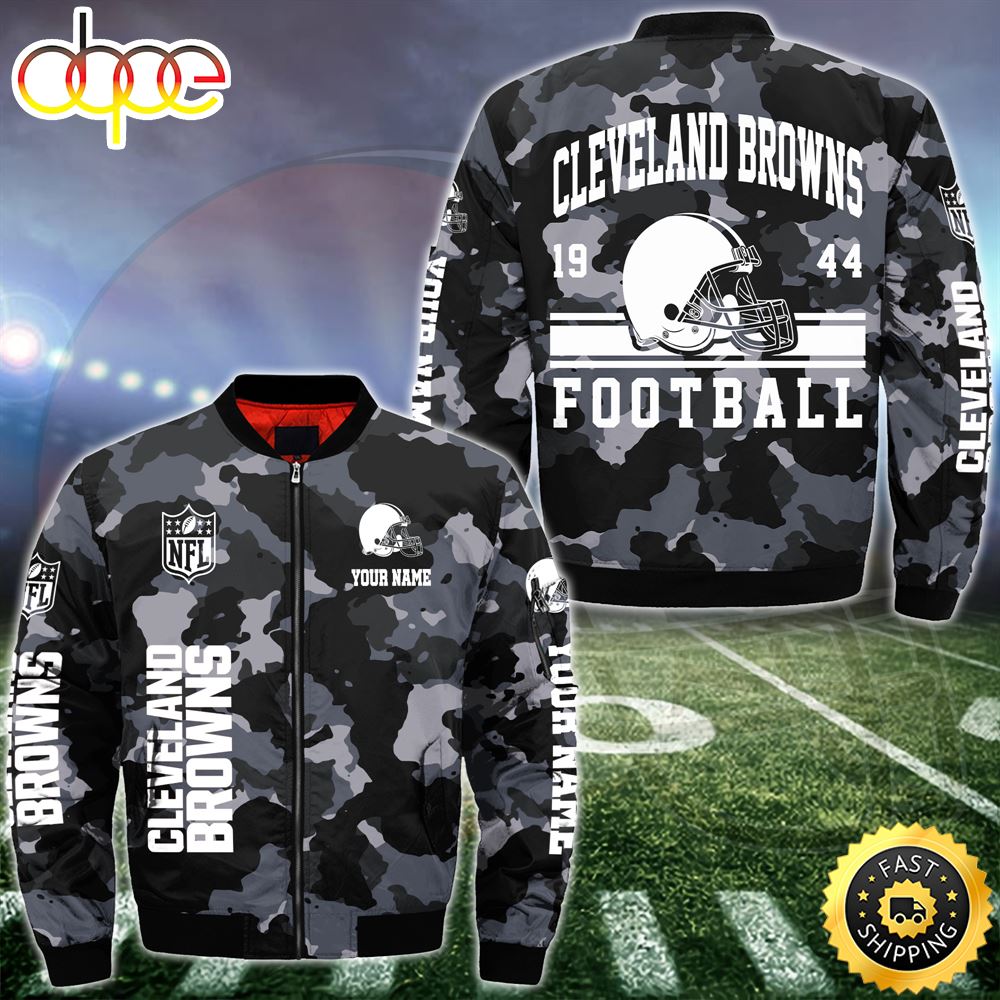 NFL Cleveland Browns Bomber Jacket Custom Your Name
