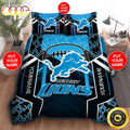 NFL Detroit Lions Custom Name Black Blue Bedding Set