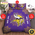NFL Minnesota Vikings Custom Name Purple Yellow Logo Bedding Set