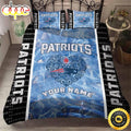 NFL New England Patriots Black Light Blue Heart Custom Name Bedding Set