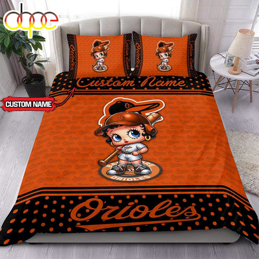 Personalized Name MLB Baltimore Orioles Baseball Bedding Set