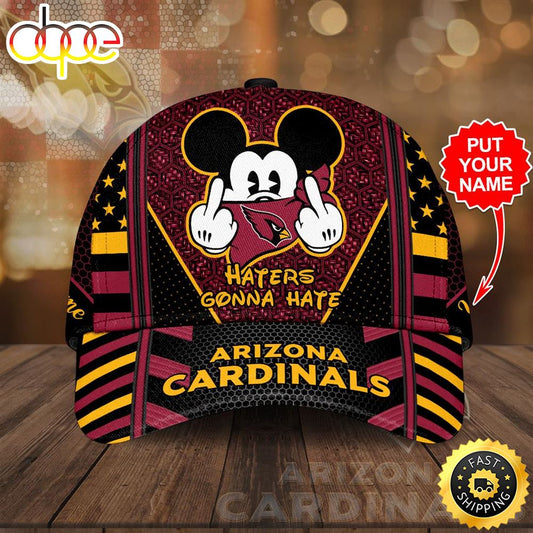 Personalized Arizona Cardinals Mickey Mouse Haters Gonna Hate All Over Print 3D Baseball Cap