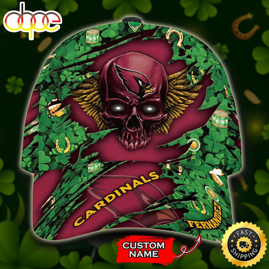 Personalized Arizona Cardinals St Patrick's Day Skull All Over Print 3D Classic Cap-TPH