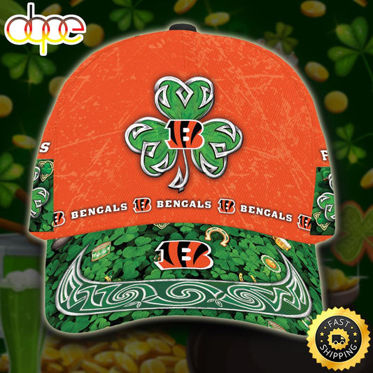 Personalized Cincinnati Bengals St Patrick Day All Over Print 3D Baseball Cap - Orange Green-TPH