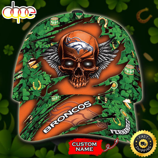 Personalized Denver Broncos St Patrick's Day Skull All Over Print 3D Classic Cap-TPH