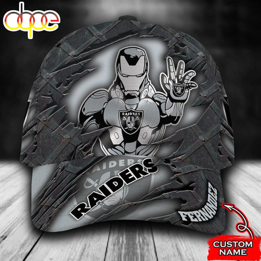 Personalized Las Vegas Raiders Iron Man Marvel All Over Print 3D Baseball Cap