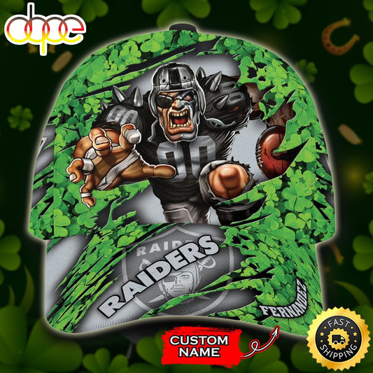 Personalized Las Vegas Raiders St Patrick's Day Mascot All Over Print 3D Classic Cap-TPH
