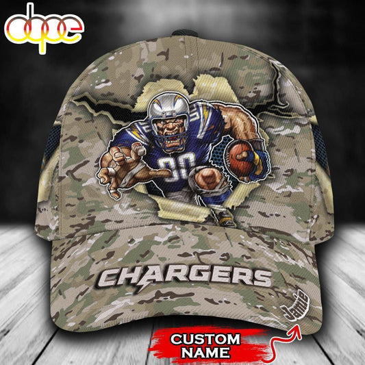 Personalized Los Angeles Chargers Camo Mascot All Over Print 3D Classic Cap