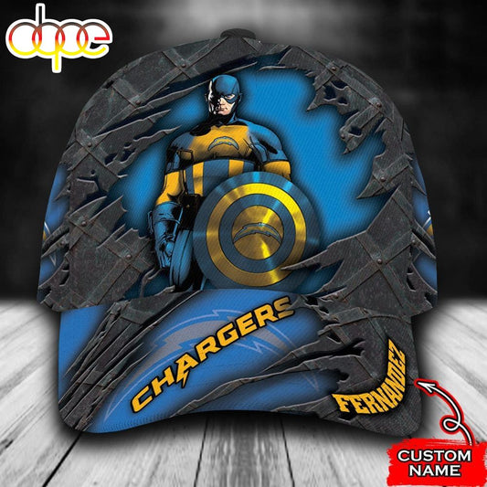 Personalized Los Angeles Chargers Captain America Marvel All Over Print 3D Baseball Cap