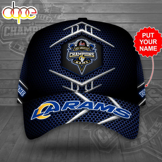 Personalized Los Angeles Rams LARAMS Classic Blue Trellis Baseball Cap
