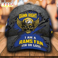 Personalized Los Angeles Rams Luxury Skull Damn Right All Over Print 3D Classic Cap