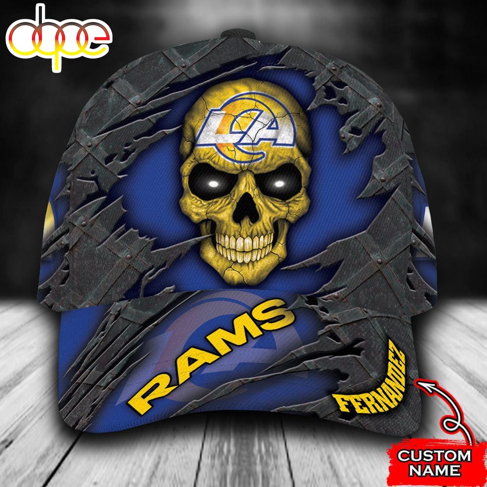 Personalized Los Angeles Rams Skull All Over Print 3D Baseball Cap