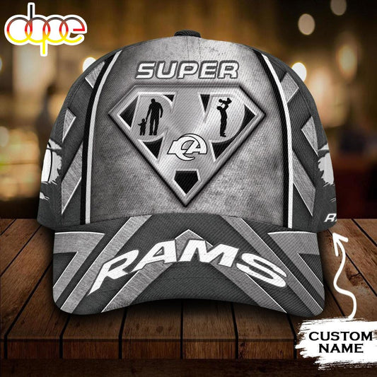 Personalized Los Angeles Rams Superman Dad All Over Print 3D Baseball Cap