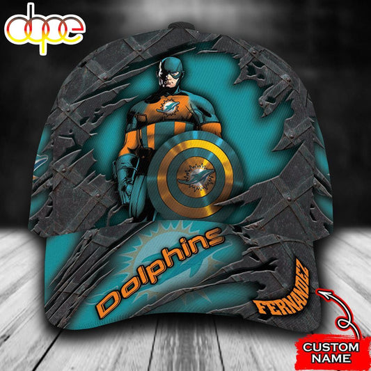Personalized Miami Dolphins Captain America All Over Print 3D Classic Cap