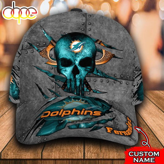 Personalized Miami Dolphins The Punisher Skull All Over Print 3D Classic Cap