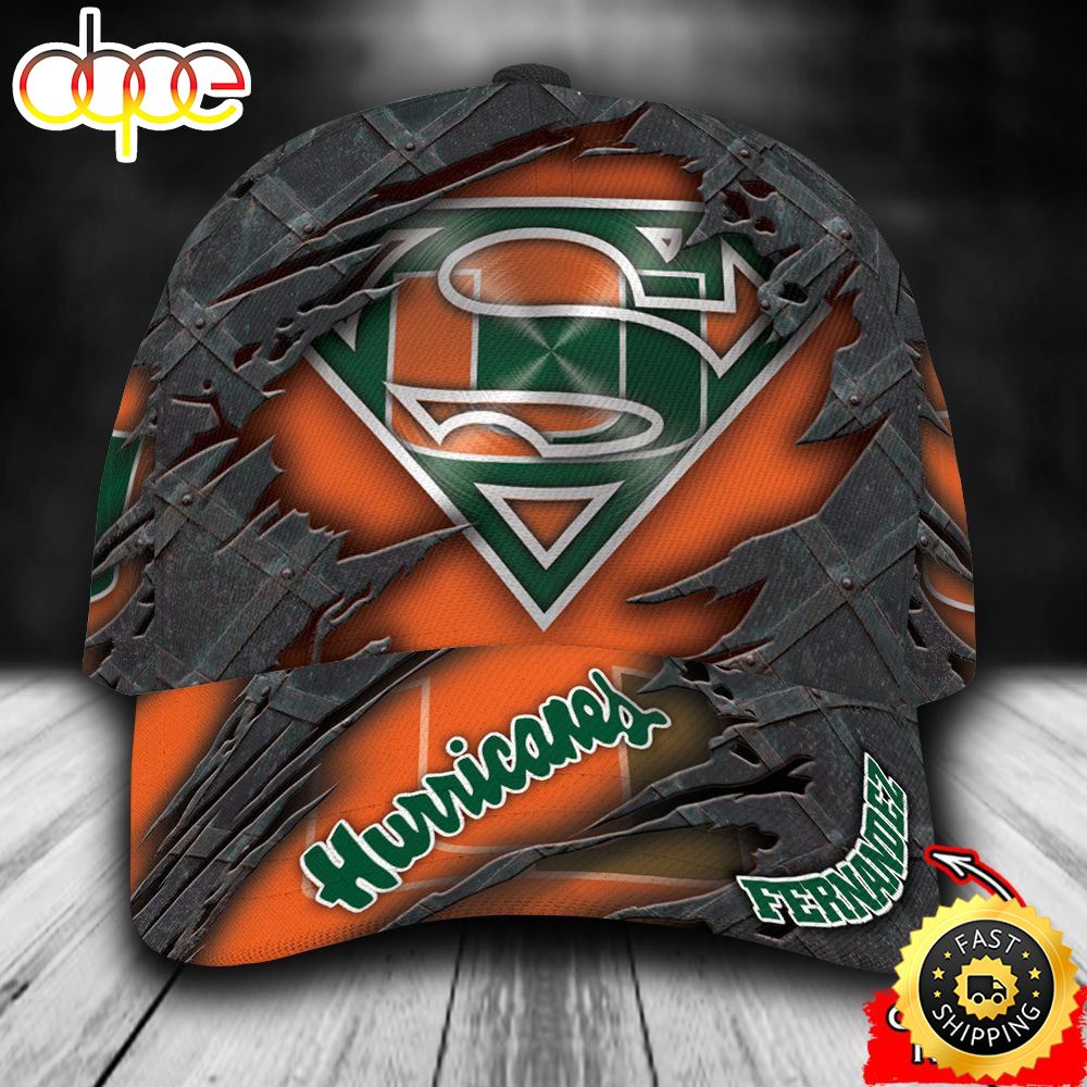 Personalized Miami Hurricanes Superman Logo All Over Print 3D Classic Cap