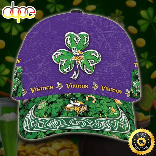 Personalized Minnesota Vikings St Patrick's Day All Over Print 3D Classic Cap-TPH