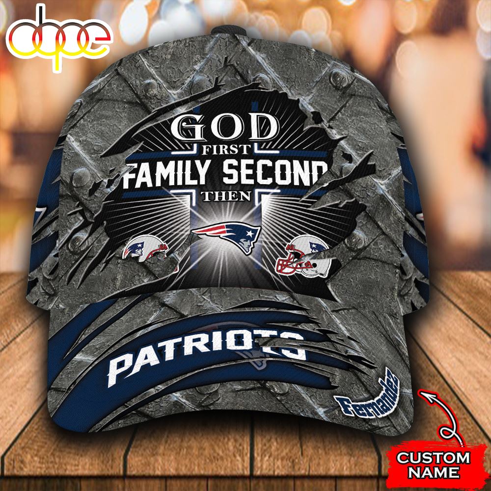 Personalized New England Patriots God First Family Second All Over Print 3D Classic Cap