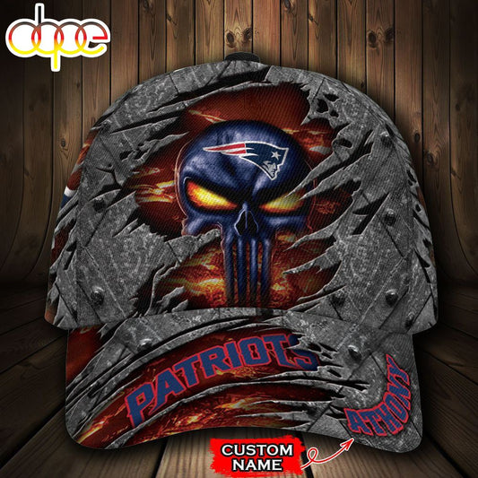 Personalized New England Patriots Skull All Over Print 3D Classic Cap