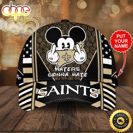 Personalized New Orleans Saints Mickey Mouse Haters Gonna Hate All Over Print 3D Baseball Cap