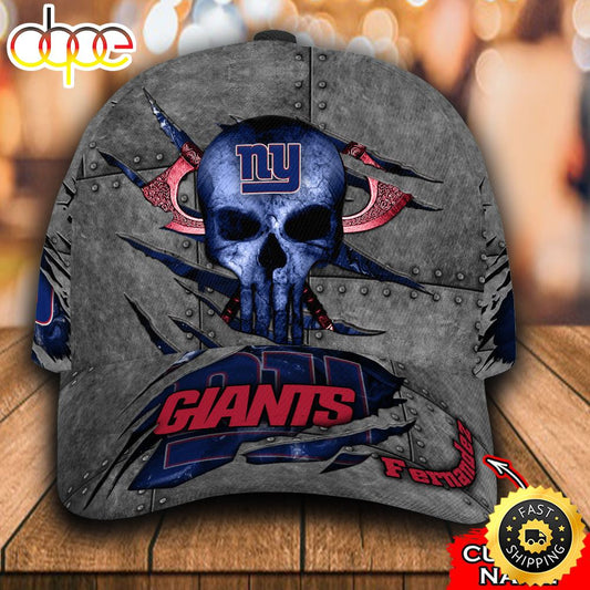 Personalized New York Giants Skull All Over Print 3D Baseball Cap